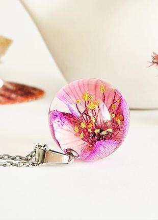 Кулон с цветком жасмина украшения с цветами подарок на день матери (модель№ 2919) glassyflowers5 фото