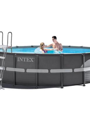 Каркасний басейн intex 26326 - 1, 488 x 122 см (драбина, тент, підстилка)