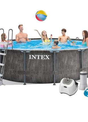 Каркасний басейн intex 26742 - 6, 457 x 122 см (4 г/год, 3785 л/год, тент, підстилка, драбина, набір для