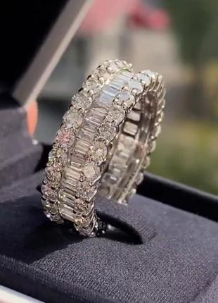 Шикарное красивое модное серебряное кольцо серебро 925 дорожка модное с камнями цирконами3 фото