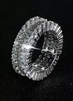 Шикарное красивое модное серебряное кольцо серебро 925 дорожка модное с камнями цирконами6 фото