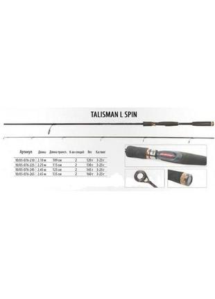 Спиннинг bratfishing talisman l spin 2.65м/тест 3-23гр