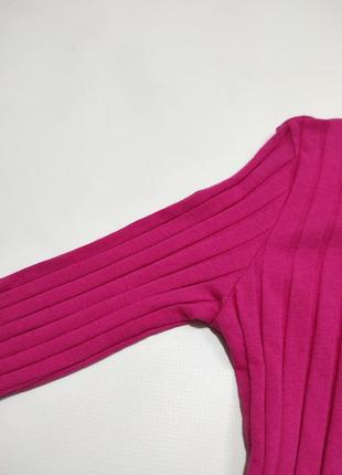 Розовый лонгслив длинный широкий клеш рукав рубчик кофта кроп укороченный топ7 фото