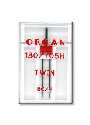 Иглы швейные двойные универсальные organ twin №80/4 пластиковый бокс для бытовых швейных машин