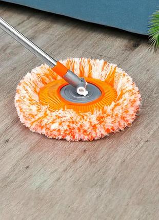 Универсальная круглая швабра для мытья полов, окон, потолков 77-180 см оранжевая3 фото