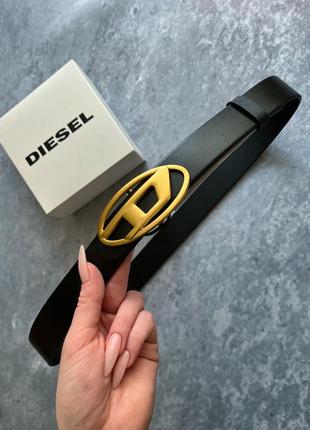 Женский чёрный кожаный ремень в стиле diesel