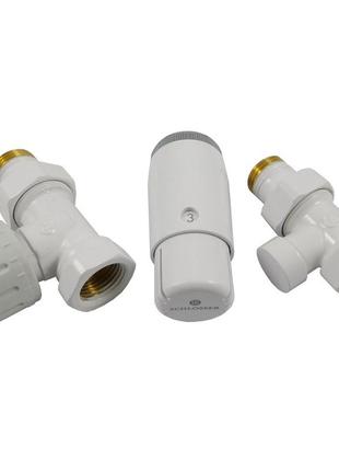 Радиаторный комплект schlosser 1/2" м30х1,5 прямой, термостатический, белый