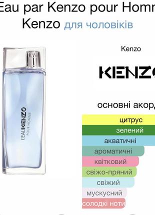 Оригинальн! kenzo leau kenzo pour homme пробники 12х1 мл2 фото