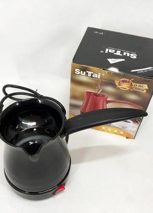 Кофеварка турка электрическая sutai. цвет: черный2 фото
