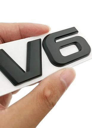 Шильд v6 значек эмблема 6 цилиндров шильдик автомобиля авто черный
