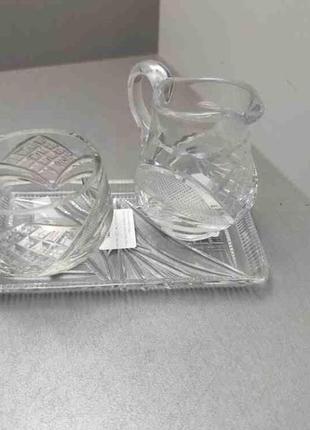 Прочая столовая посуда б/у набор сервировочный хрусталь (поднос, молочник, сахарница)3 фото
