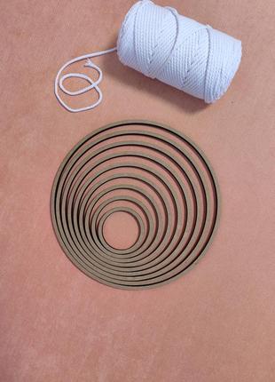 Комплект деревянных заготовок, основа-кольцо для макраме, ловца снов, мобиля. диаметр 5-35см