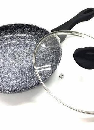 Сковорода з кришкою та гранітним покриттям bn-576 28 см1 фото