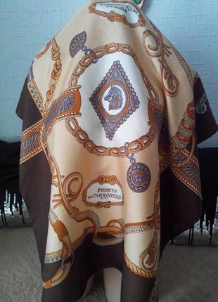 Вінтажний шовковий платок - sevini - "fouets de carrosses" 75 см x 78 див.