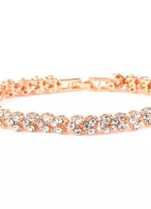 Женские браслет бижутерия на руку ногу стразы золотистый