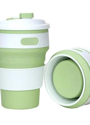 Yui кружка туристическая (складная/силиконовая), силиконовая складная термокружка. цвет: зеленый1 фото