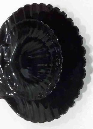 Тарілка б/к набір тарілок чорне скло (2 шт.)1 фото