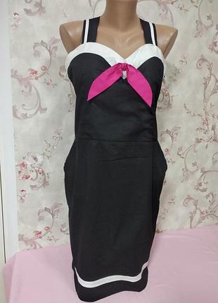 Сукня сарафан чорно біле, морський стиль.