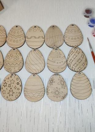 Набір для творчості, набір дерев'яних заготовок для розфарбовування "великодні яйця"1 фото