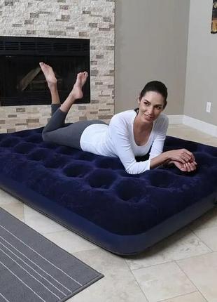 Матрас надувной двухместный avenli flocked air bed twin 191х99х22 см синий