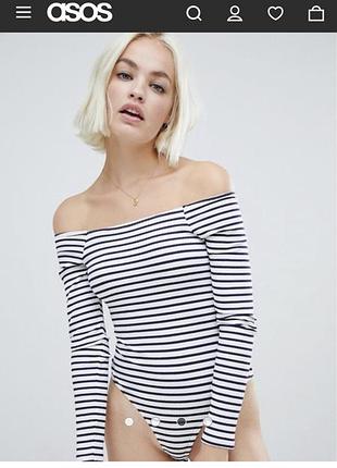 Боди в полоску на плечи asos