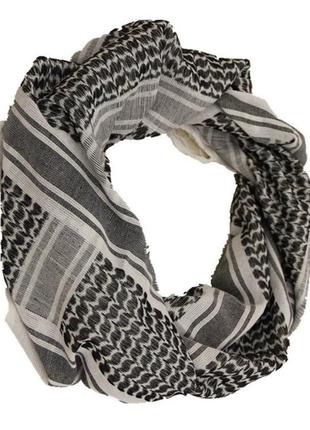 Платок шарф арафатка, шемаг, куфия 110см - black/white4 фото