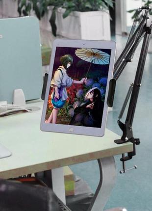 Универсальный держатель primo hld-01 для планшета, смартфона пантограф со струбциной - black 5