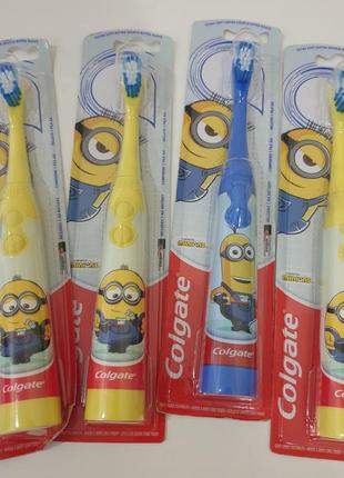 Електрична дитяча зубна щітка колгейт міньйони colgate minions м'яка жовта1 фото