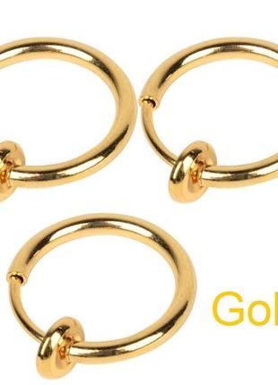 Пирсинг кольцо обманка для носа уха губы клипса колечко (золото)1 фото
