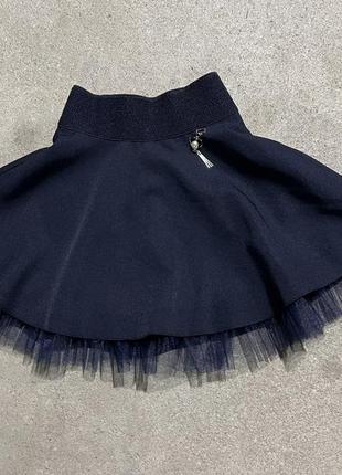 Юбка школьная юбка-солнце с фатином школьная форма синяя1 фото