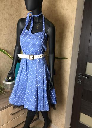Коттоновое платье в горошек в стиле 60-х винтаж от hearts and roses💜2 фото