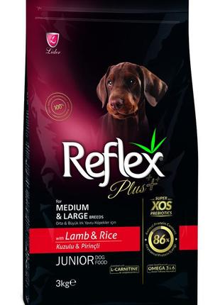 Reflex plus сухий корм для цуценят середніх та великих порід з ягням та рисом 3 кг1 фото