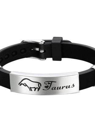 Силиконовый браслет primo zodiac - taurus (телец) - black