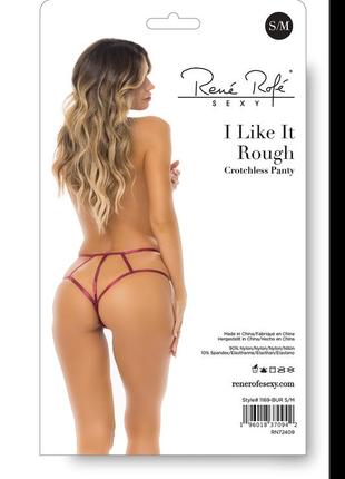 Трусики i like it rough crotchless panty burgundy, s/m4 фото