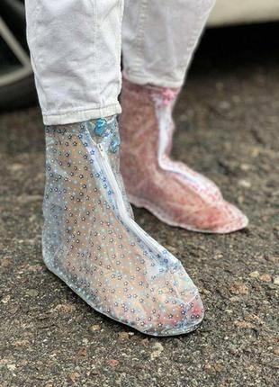 Чехол для обуви от дождя с  цветочками размер l