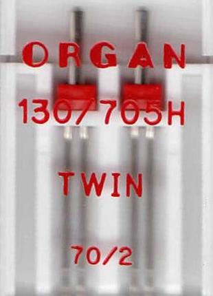 Голки швейні подвійні універсальні organ twin №70/2 пластиковий бокс для побутових швейних машин