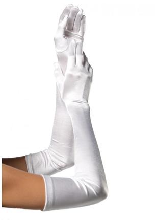 Перчатки one size extra long opera length satin gloves от leg avenue, белые