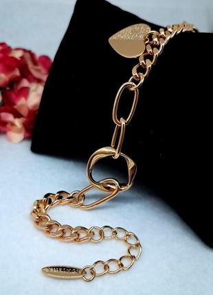 Жіночий браслет підвіска серце, розмір регулюється 18-21 см, медичне золото, б-1323