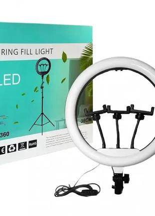 Кільцева лампа для селфі qx-360 36 см 3 ring fill light