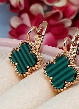Женские серьги из медицинского золота фирмы fallon jewelry, цвет зеленый, с-2846