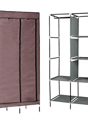 Складной каркасный тканевый шкаф storage wardrobe 88130, шкаф на три секции 130*45*1755 фото