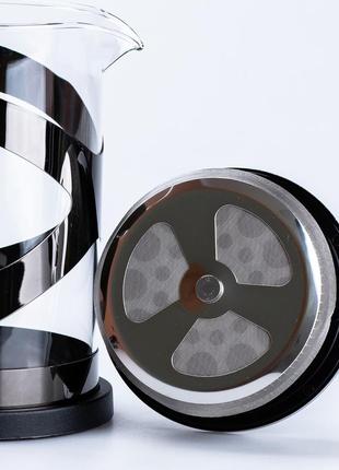 Чайник френч-прес скляний haus roland об'ємом 800 мл із фільтром у чорному виконанні3 фото