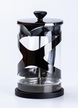 Чайник френч-прес скляний haus roland об'ємом 800 мл із фільтром у чорному виконанні4 фото