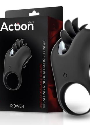 Клиторальный вибростимулятор "action power vibrating ring with rotating tongue"