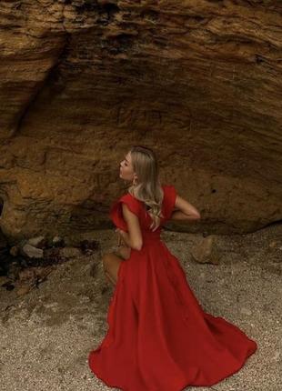 Червона муслінова сукня 💕 сукня міді муслін 💕 червоне плаття 💕 літня сукня8 фото