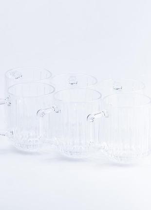 Чашка из прозрачного стекла 310мл для кофе и чая, набор чашек 6 шт.3 фото