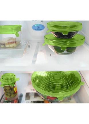 Набір силіконових кришок primo для посуду 6 штук - clear4 фото