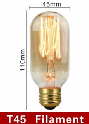 Винтажная лампа едисона эдисона лампочка освещение желтое декор в ресторан свет вытянутая