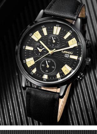 Набор подарочный кварцевые часы браслет жемчуг кулон черный