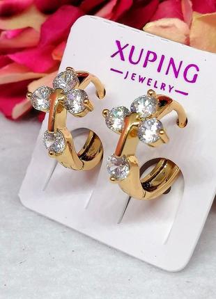 Серьги -крестики из медицинского золота. ювелирная бижутерия xuping. позолоченные серьги